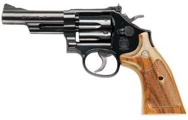 Smith & Wesson 15 38 Special +P 4" Barrel 6 Round 1/2 Lug Wood Grip Blued Revolver 150716